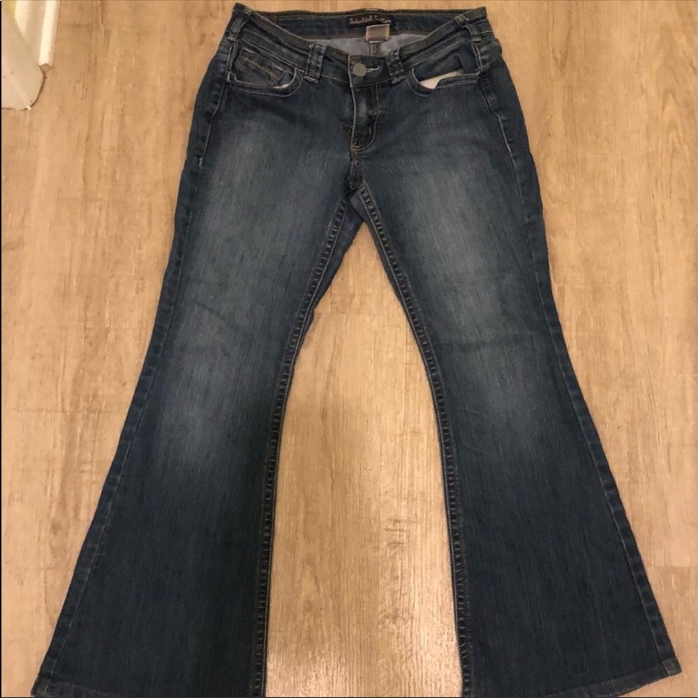 Industrial cotton flare jeans